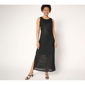 Women Control Women's Dress Sz M Floral Illusion Jacquard Maxi Black A691341